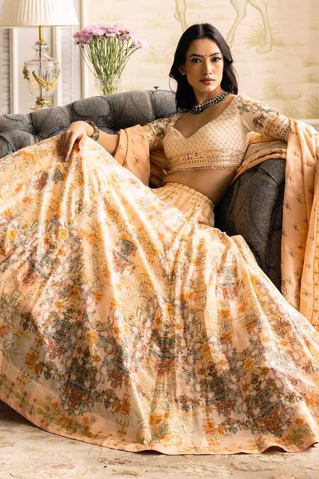 Falguni Shane Peacock_Iris Printed Lehenga Set _Online_at_Aza_Fashions