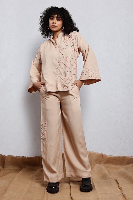 Leela By A Anchor Thread Embroidered Shirt & Pant Set 