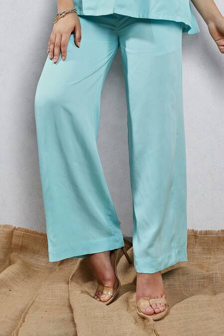 Leela By A Blue Tencel, Cotton Solid Blazer And Pant Set Online at Aza Fashions Leela By A_Blue Tencel, Cotton Solid Blazer And Pant Set _Online_at_Aza_Fashions