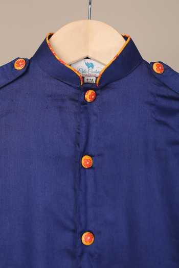 Buy_Cute Couture_Blue Rayon, Cotton Beads Camel Motif Embroidered Kurta And Dhoti Pant Set _Online_at_Aza_Fashions