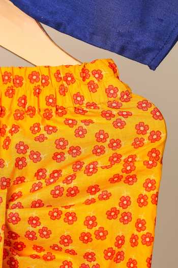 Shop_Cute Couture_Blue Rayon, Cotton Beads Camel Motif Embroidered Kurta And Dhoti Pant Set _Online_at_Aza_Fashions