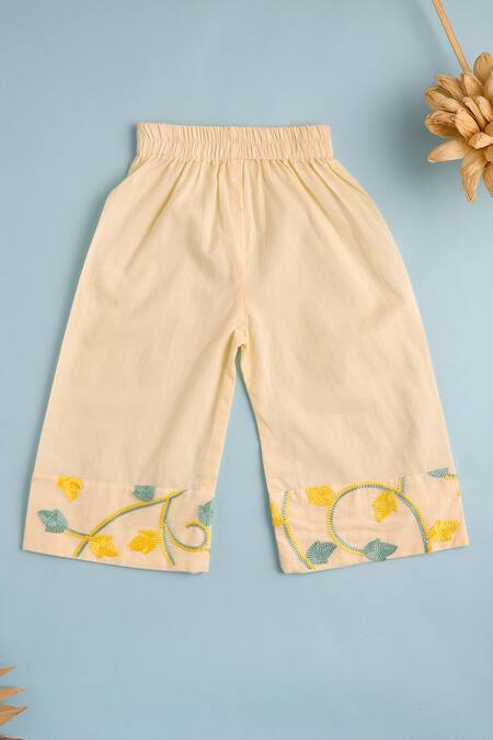 Cute Couture Beige Cotton Embroidered Thread Kurta And Pant Set at Aza Fashions Cute Couture_Beige Cotton Embroidered Thread Kurta And Pant Set _at_Aza_Fashions