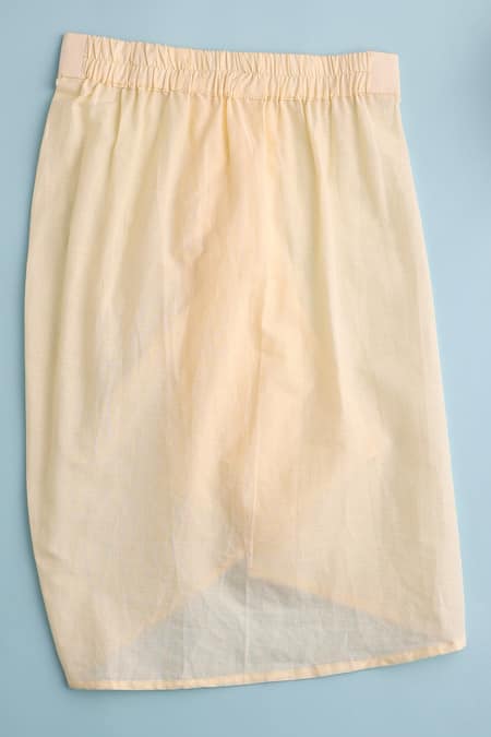 Buy_Cute Couture_Beige Cotton Embroidered Thread Jacket Draped Skirt Set 