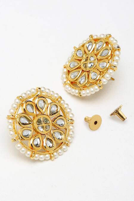 Shop Ruby Raang Gold Plated Pearls, Gota Patti And Kundan Embellished Choker Set Online at Aza Fashions Shop_Ruby Raang_Gold Plated Pearls, Gota Patti And Kundan Embellished Choker Set _Online_at_Aza_Fashions