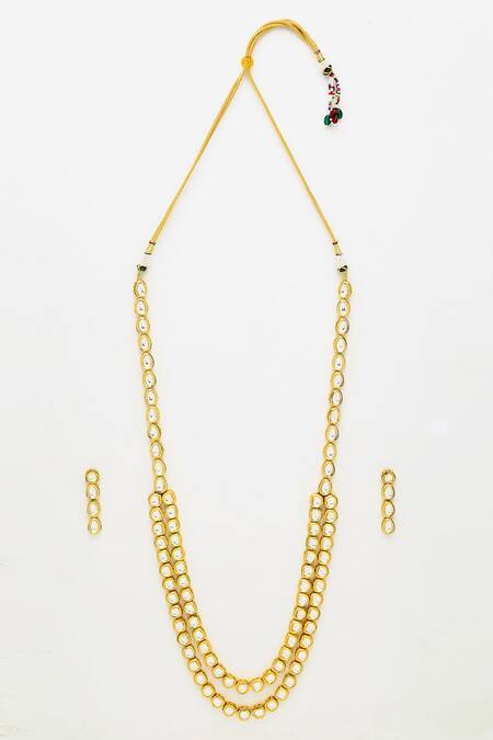 Ruby Raang Gold Plated Diamonds, Stones Kundan Hand Embellished Long Necklace Set Online at Aza Fashions Ruby Raang_Gold Plated Diamonds, Stones Kundan Hand Embellished Long Necklace Set _Online_at_Aza_Fashions