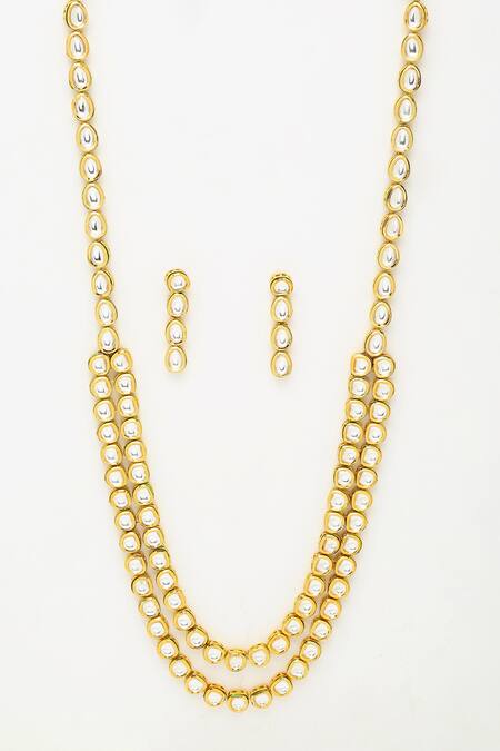 Buy Ruby Raang Gold Plated Diamonds, Stones Kundan Hand Embellished Long Necklace Set Online at Aza Fashions Buy_Ruby Raang_Gold Plated Diamonds, Stones Kundan Hand Embellished Long Necklace Set _Online_at_Aza_Fashions