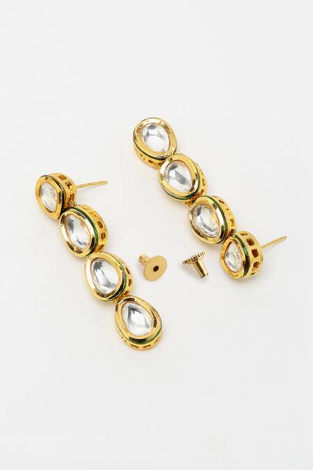 Shop Ruby Raang Gold Plated Diamonds, Stones Kundan Hand Embellished Long Necklace Set Online at Aza Fashions Shop_Ruby Raang_Gold Plated Diamonds, Stones Kundan Hand Embellished Long Necklace Set _Online_at_Aza_Fashions