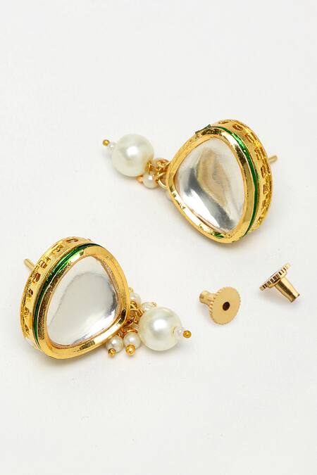 Shop Ruby Raang Gold Plated Pearls, Gota Patti And Kundan Embellished Choker Necklace Set Online at Aza Fashions Shop_Ruby Raang_Gold Plated Pearls, Gota Patti And Kundan Embellished Choker Necklace Set _Online_at_Aza_Fashions