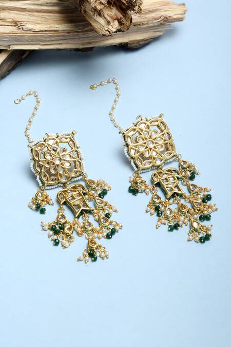 Ruby Raang Green Beads Kundan And Choker Necklace Set Online at Aza Fashions Ruby Raang_Green Beads Kundan And Choker Necklace Set _Online_at_Aza_Fashions