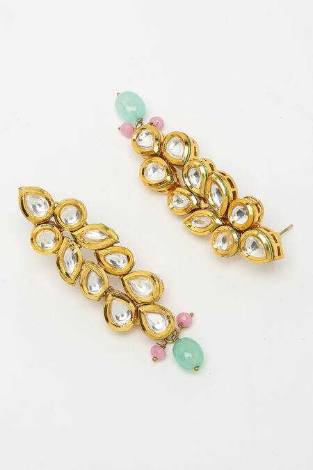 Ruby Raang Gold Plated Beads, Diamonds And Kundan Embellished Choker Necklace Set at Aza Fashions Ruby Raang_Gold Plated Beads, Diamonds And Kundan Embellished Choker Necklace Set _at_Aza_Fashions