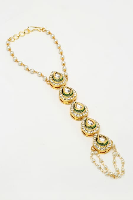 Buy Ruby Raang Gold Plated Pearls And Kundan Embellished Harness - Set Of 2 Online at Aza Fashions Buy_Ruby Raang_Gold Plated Pearls And Kundan Embellished Harness - Set Of 2 _Online_at_Aza_Fashions