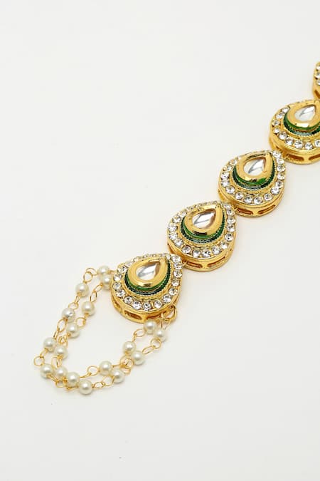 Ruby Raang Gold Plated Pearls And Kundan Embellished Harness - Set Of 2 at Aza Fashions Ruby Raang_Gold Plated Pearls And Kundan Embellished Harness - Set Of 2 _at_Aza_Fashions