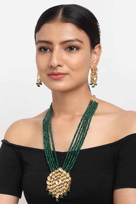 Ruby Raang Kundan Embellished Necklace Set 