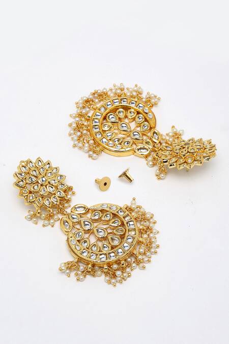 Ruby Raang Gold Plated Pearls, Diamonds Kundan Stone And Embellished Necklace Set at Aza Fashions Ruby Raang_Gold Plated Pearls, Diamonds Kundan Stone And Embellished Necklace Set _at_Aza_Fashions