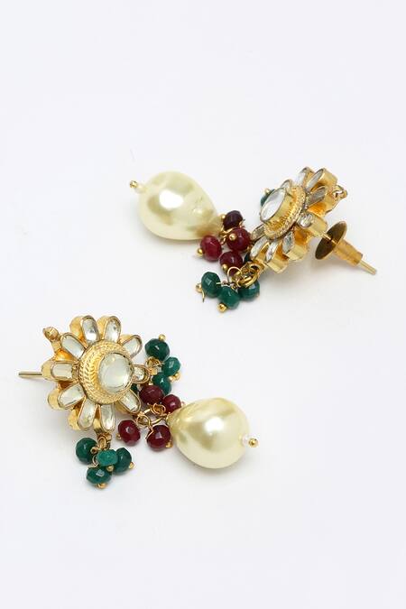 Shop Ruby Raang Multi Color Diamonds, Pearls, Stones Kundan Embellished Maharani Choker Set Online at Aza Fashions Shop_Ruby Raang_Multi Color Diamonds, Pearls, Stones Kundan Embellished Maharani Choker Set_Online_at_Aza_Fashions