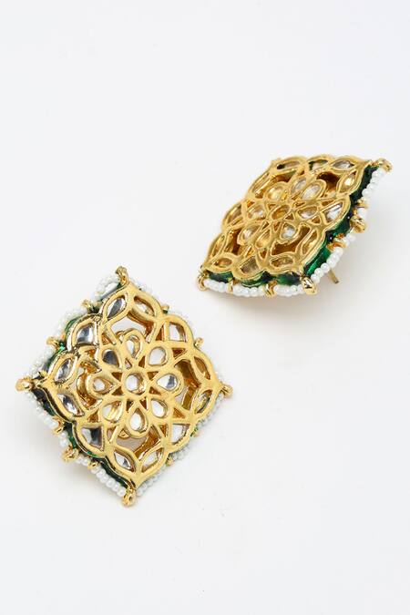 Buy_Ruby Raang_Pink Diamonds, Stones Kundan Embellished Choker Necklace Set_Online_at_Aza_Fashions