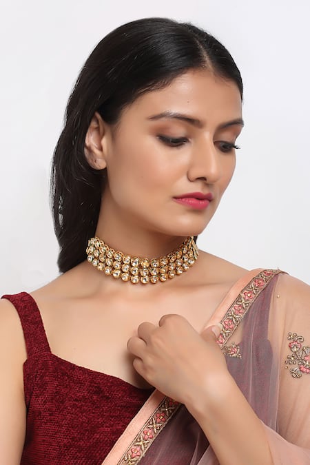 Ruby Raang Kundan Embellished Choker Necklace 