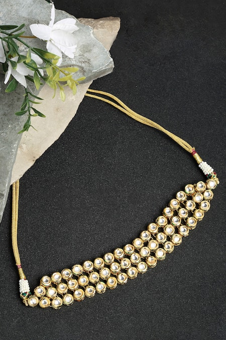Shop Ruby Raang Gold Plated Kundan Embellished Choker Necklace at Aza Fashions Shop_Ruby Raang_Gold Plated Kundan Embellished Choker Necklace _at_Aza_Fashions