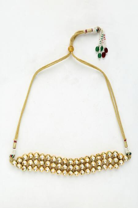 Ruby Raang Gold Plated Kundan Embellished Choker Necklace Online at Aza Fashions Ruby Raang_Gold Plated Kundan Embellished Choker Necklace _Online_at_Aza_Fashions