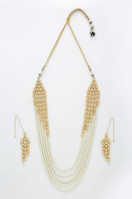 Ruby Raang Gold Plated Pearls, Diamonds, Stones Kundan Necklace Set Online at Aza Fashions Ruby Raang_Gold Plated Pearls, Diamonds, Stones Kundan Necklace Set _Online_at_Aza_Fashions