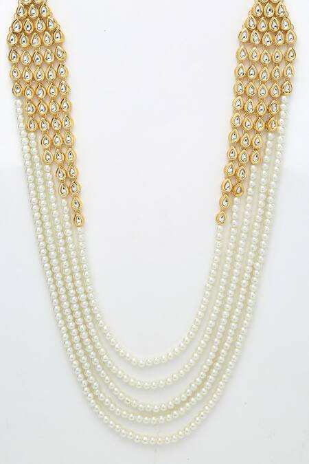 Buy Ruby Raang Gold Plated Pearls, Diamonds, Stones Kundan Necklace Set Online at Aza Fashions Buy_Ruby Raang_Gold Plated Pearls, Diamonds, Stones Kundan Necklace Set _Online_at_Aza_Fashions