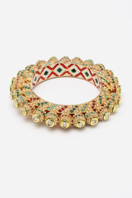 Ruby Raang Multi Color Stones, Beads Embellished Bangle Online at Aza Fashions Ruby Raang_Multi Color Stones, Beads Embellished Bangle _Online_at_Aza_Fashions