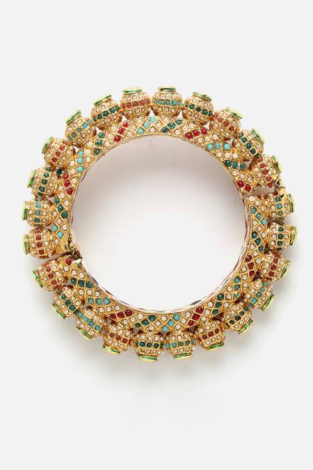 Buy Ruby Raang Multi Color Stones, Beads Embellished Bangle Online at Aza Fashions Buy_Ruby Raang_Multi Color Stones, Beads Embellished Bangle _Online_at_Aza_Fashions
