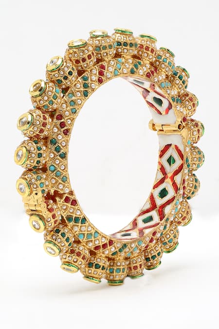 Shop Ruby Raang Multi Color Stones, Beads Embellished Bangle Online at Aza Fashions Shop_Ruby Raang_Multi Color Stones, Beads Embellished Bangle _Online_at_Aza_Fashions