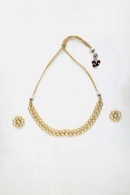 Buy Ruby Raang Gold Plated Diamonds, Stones Kundan Embellished Choker Set Online at Aza Fashions Buy_Ruby Raang_Gold Plated Diamonds, Stones Kundan Embellished Choker Set _Online_at_Aza_Fashions