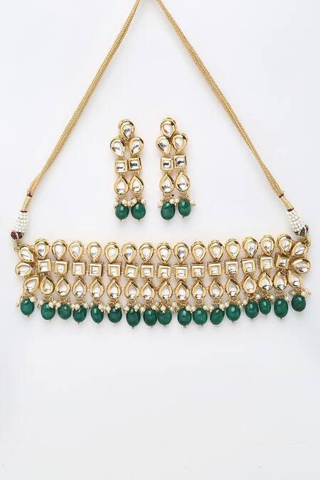 Buy Ruby Raang Gold Plated Stones, Diamonds Kundan Embellished Choker Set Online at Aza Fashions Buy_Ruby Raang_Gold Plated Stones, Diamonds Kundan Embellished Choker Set _Online_at_Aza_Fashions