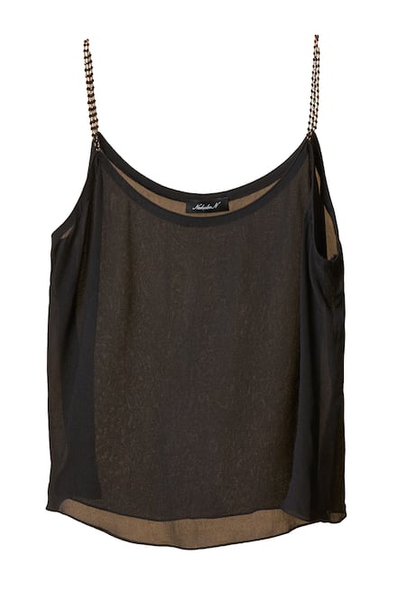 Shop Nakul Sen Black Silk, Chiffon Sequins, Diamonds V-neck Pattern Kaftan Palazzo Set Shop_Nakul Sen_Black Silk, Chiffon Sequins, Diamonds V-neck Pattern Kaftan Palazzo Set