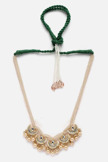 Buy Dugran By Dugristyle Cream Crescent Moon Cutwork Necklace Online at Aza Fashions Buy_Dugran By Dugristyle_Cream Crescent Moon Cutwork Necklace _Online_at_Aza_Fashions