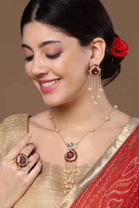 Dugran By Dugristyle Pearl Drop Embellished Necklace 