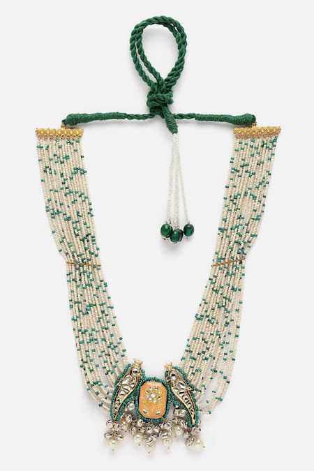 Dugran By Dugristyle Green Bird Carved Necklace Online at Aza Fashions Dugran By Dugristyle_Green Bird Carved Necklace _Online_at_Aza_Fashions