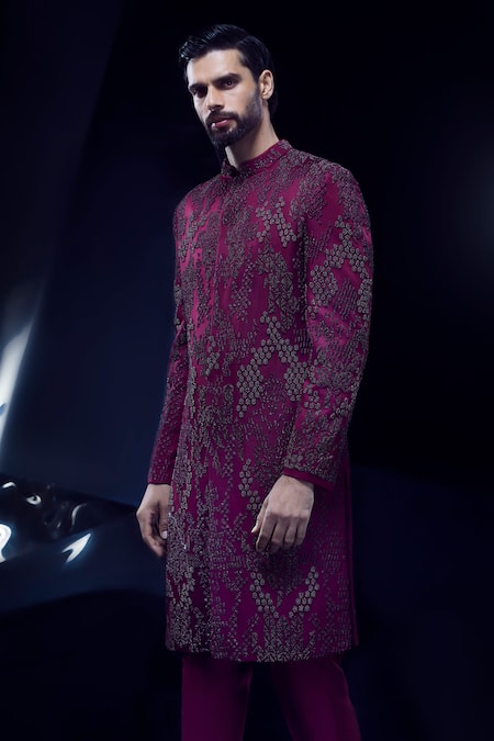 Rohit Gandhi + Rahul Khanna Metallic Embroidered Sherwani Set 