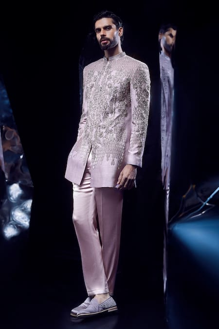 Rohit Gandhi + Rahul Khanna Textured Embroidered Sherwani Set 