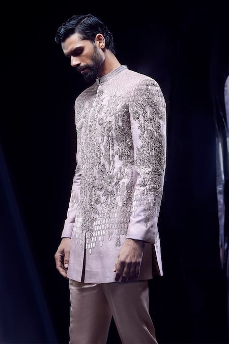 Rohit Gandhi + Rahul Khanna Textured Embroidered Sherwani Set 