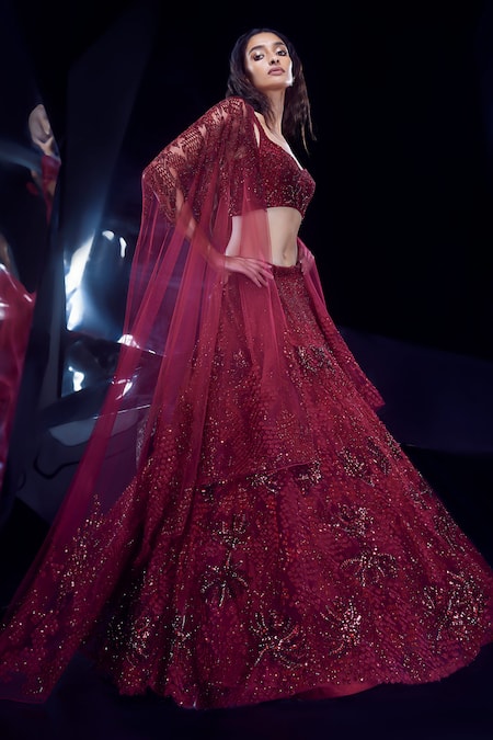 Rohit Gandhi + Rahul Khanna Floral Embellished Bridal Lehenga Set 