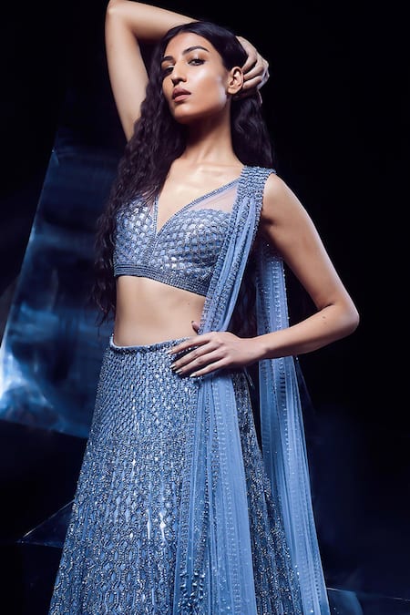 Rohit Gandhi + Rahul Khanna Carina Dandelion Embellished Lehenga Set 