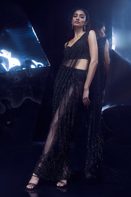 Rohit Gandhi + Rahul Khanna Ersa Pre-Stitched Saree With Embellished Blouse 