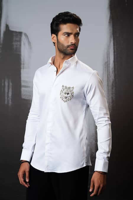 Shop Sanjana Reddy Designs White Cotton Cut Work Cutdana Placement Embroidered Shirt at Aza Fashions Shop_Sanjana Reddy Designs_White Cotton Cut Work Cutdana Placement Embroidered Shirt _at_Aza_Fashions