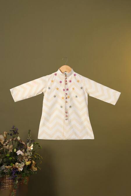 Buy Cute Couture Beige Cotton Embroidery Chevron Floral Kurta And Dhoti Set Online at Aza Fashions Buy_Cute Couture_Beige Cotton Embroidery Chevron Floral Kurta And Dhoti Set _Online_at_Aza_Fashions