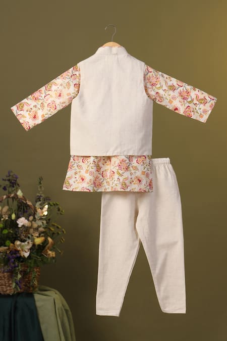 Cute Couture Floral Embroidered Jacket Kurta Set 