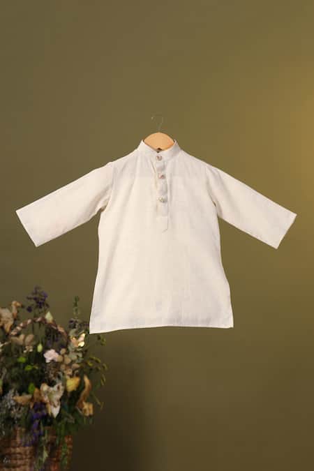 Buy_Cute Couture_Beige Cotton Embroidery Floral Pattern Jacket Kurta Set _Online_at_Aza_Fashions