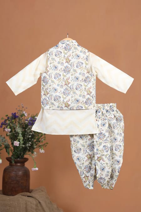 Shop Cute Couture Blue Cotton Floral Print Jacket Dhoti Pant Set at Aza Fashions Shop_Cute Couture_Blue Cotton Floral Print Jacket Dhoti Pant Set _at_Aza_Fashions