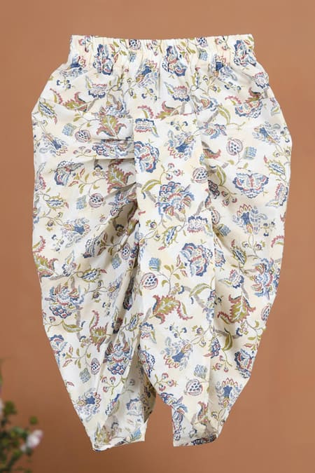 Cute Couture Blue Cotton Floral Print Jacket Dhoti Pant Set at Aza Fashions Cute Couture_Blue Cotton Floral Print Jacket Dhoti Pant Set _at_Aza_Fashions