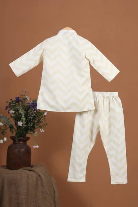 Shop Cute Couture Beige Cotton Embroidered Floral Applique Chevron Work Jacket Kurta Set at Aza Fashions Shop_Cute Couture_Beige Cotton Embroidered Floral Applique Chevron Work Jacket Kurta Set _at_Aza_Fashions