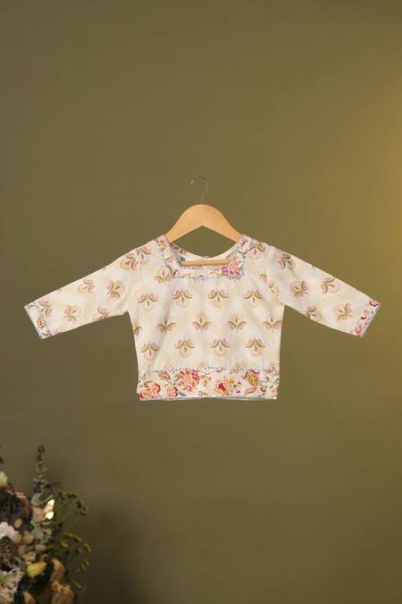 Buy Cute Couture Pink Cotton Printed Floral Panelled Skirt And Top Set Online at Aza Fashions Buy_Cute Couture_Pink Cotton Printed Floral Panelled Skirt And Top Set _Online_at_Aza_Fashions