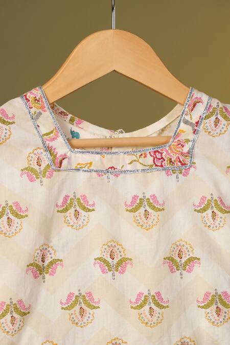 Buy Cute Couture Pink Cotton Printed Floral Panelled Skirt And Top Set Buy_Cute Couture_Pink Cotton Printed Floral Panelled Skirt And Top Set