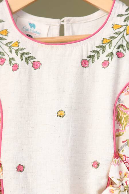 Cute Couture Beige Kurta Flex And Printed Floral Panelled & Sharara Set at Aza Fashions Cute Couture_Beige Kurta Flex And Printed Floral Panelled & Sharara Set _at_Aza_Fashions